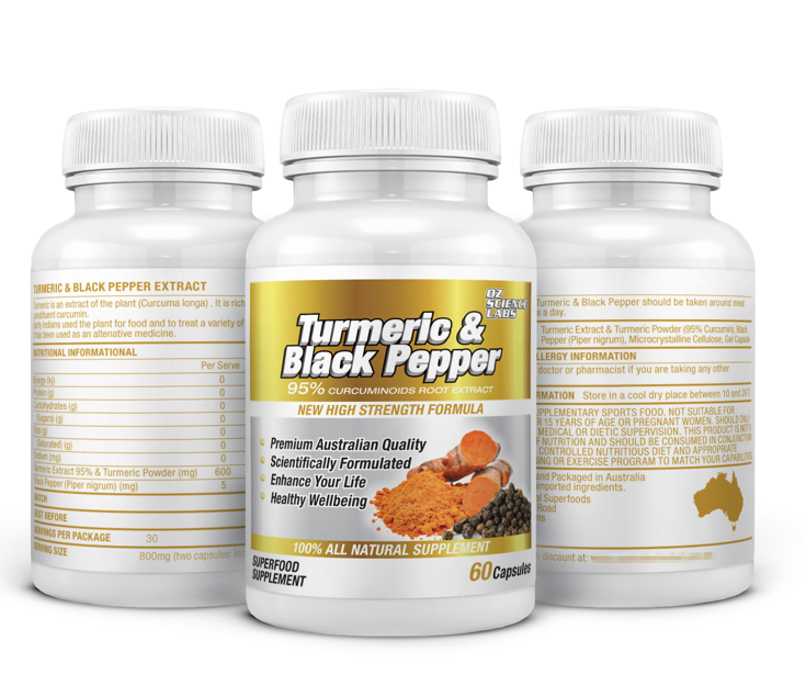 Turmeric 95 Curcumin & Black Pepper 60 Capsules Tablets Pills Extra